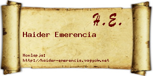 Haider Emerencia névjegykártya